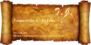Temesvári Jolán névjegykártya
